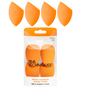 Real Techniques Miracle Complexion Sponge 4-Pack - Natural Dewy Finish - Light to Medium Coverage