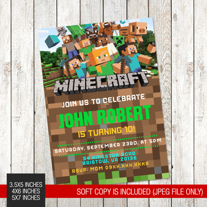 10pcs Minecraft Themed Birthday Invitation Card B199 | Lazada PH