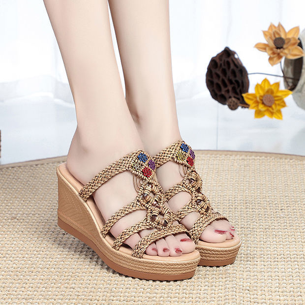 New Thick Sole Fairy Style Casual Sandals High Heels Women's Wedge Shoes  Women's Shoes Bohemian Beach Shoes