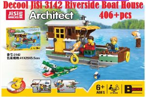 Decool Jisi 3142 Riverside Brick Block Crocodile Fishing Boat House 3in1 Building Blocks Bricks Toys Toy Gift Mainan Budak Mainan Blok