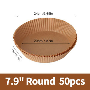100 Pcs Air Fryer Disposable Paper Liner Parchment Paper for Baking Oil-proof Paper Sheet 6.3" 7.9" Round Sqaure Non-Stick Air Fryer Liners Baking