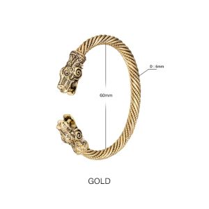Skyrim Vintage Double Dragon Head Animal Bracelets Nordic Norse Men Wristband Cuff Bangles Jewelry Accessories Gift