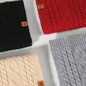 LANDIS 3-Piece Set Hat Scarf Gloves Set Thermal Twist Warm Knit Cap Fleece Lined Thickened Winter Beanie Hat Women