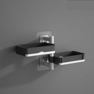 TIMSOT Rotating Soap Box Rack Thickened Wall Hanging Drain Bathroom Soap Holder Storage Multifunctional Household Shelf