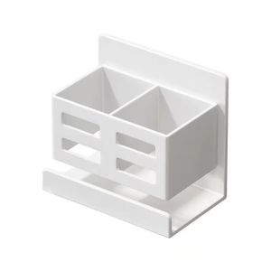 EVERIN Punch-free Toothbrush Razor Storage Rack Hollow-out Space-saving Vanity Shelf Multi-functional Wall-mounted Washstand Organizer Bathroom Supplies