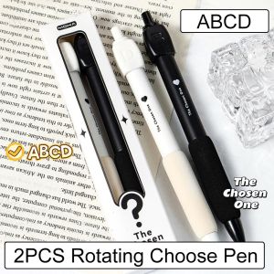 LIFE SHOPS 2PCS Fun Rotating Answer Pen ABCD Select Novelty Ballpoint Gel Pen Interesting 0.5mm Rotating Choose Pen Stationery Toys