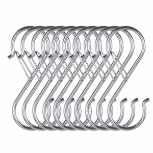 MINOA 10Pcs Spring Clasp Balcony Clothes Hanger Windproof S-Shape Windproof S-Type Hook Smooth Stainless Steel Bath Shower Curtain Rings Kitchen Utensil
