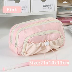 WLVYH Zipper Pen Bag Drawstring Five-Layer Pen Storage Bag Multifunctional Large Capacity Pencil Box Student