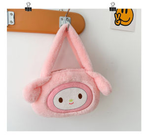 Sanrio Cartoon Shoulder Bags Hello Kitty Kuromi Cinnamoroll Melody Plush Handbag large Capacity