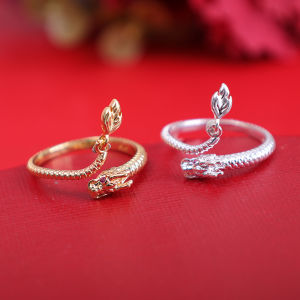 เทพมังกรแกว่งผู้หญิงหญิงสาวแหวนหางพลอยเทียมสวยงามแหวนเงินทองปาร์ตี้ประจำวันเครื่องประดับของขวัญโชคดีปีใหม่