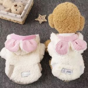 SWEET ELVES Bear Ear Winter Dog Hoodie Soft Thickened Dogs Coat Jacket Winter Pets Clothing Comfortable Dog Two Leg Clothes For Autumn and Winter