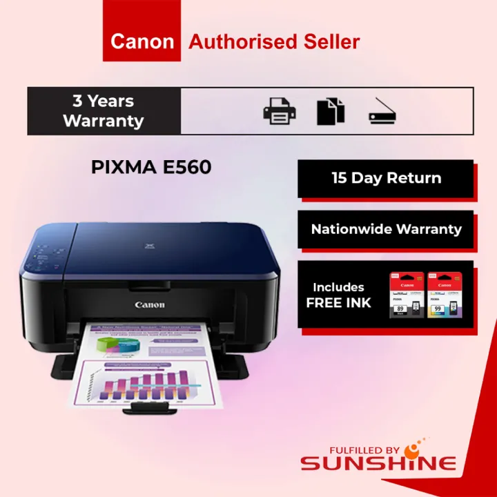 CANON Pixma E560 3 IN 1 WiFi Duplex Printer - Printer Print,Scan,Copy