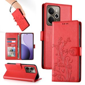 Anti-Fall Phone Case For OPPO Realme 14 13 12 11 10 9 8 7 6 5 Pro Plus / Realme 9i 8i 6i Lucky Flower Magnetic Leather Wallet Card Slot Flip Anti-Fall Phone Case Casing