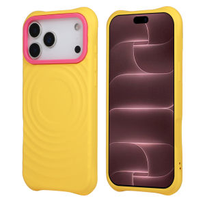 Luxury 2 in 1 Wave Texture Magsafe Phone Case for iPhone 13 14 15 16 17 18 Pro Max Contrast Color Camera Frame Shockproof Soft Silicone Magnetic Casing Anti Slip Protective Cover