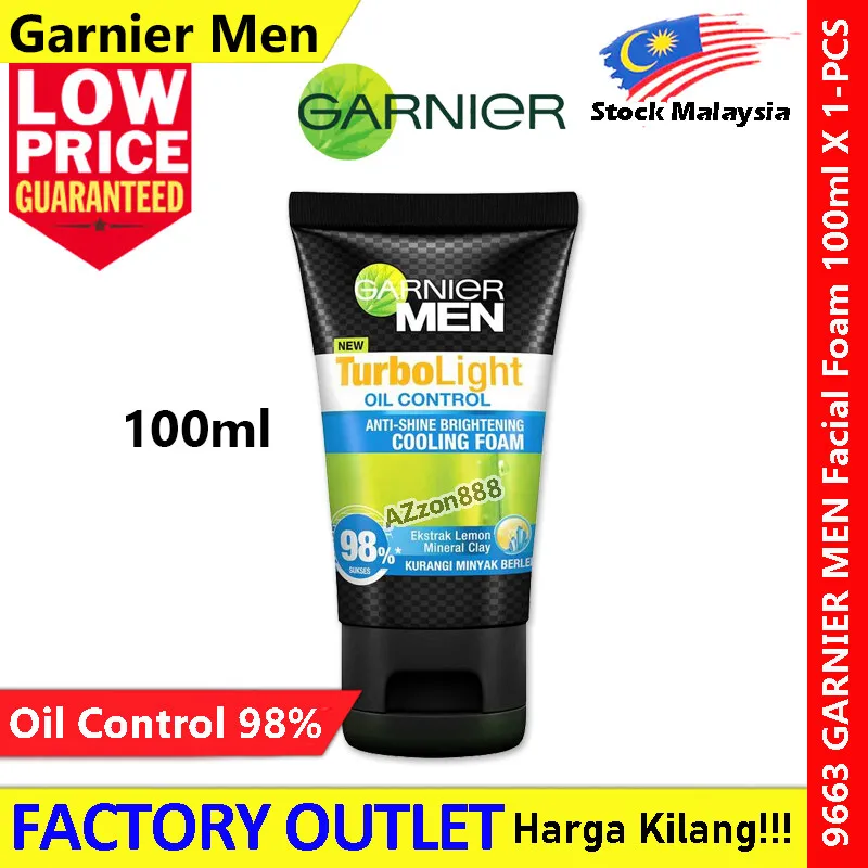 GARNIER MEN Facial Foam 100ml Turbo Light Oil Control Cooling Foam - Main Image