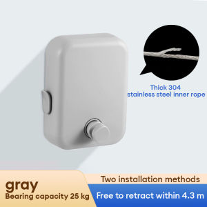 PHITO Invisible No-Drill Retractable Clothesline Stainless Steel Wall-Mounted Clothes Rack for Balcony Bathroom Indoor Drying