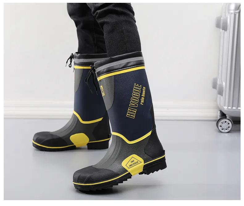 Men's Steel Nail-soled Rainboots Rubber Fishing Boots Anti-skid