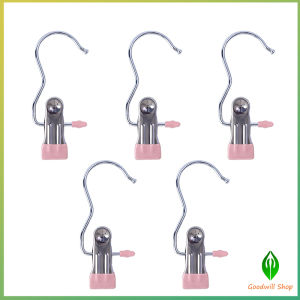 GW คลิปตากผ้าระเบียง กันลม คลิปสเตนเลสที่หนีบอเนคประสงค์ ประหยัดพื้นที่ มาพร้อมตะขอ Storage Hooks