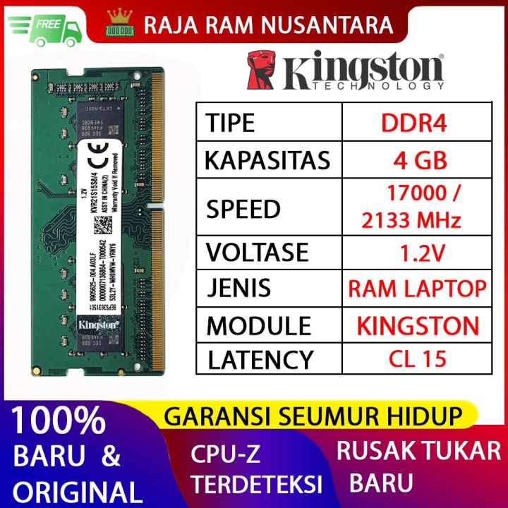 RAM LAPTOP KINGSTON DDR4 4GB 2133 MHz 17000 ORI GAMING RAM NB DDR4