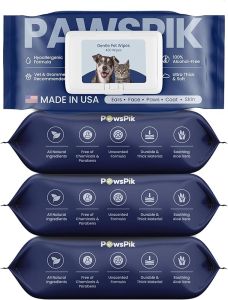 Made in USA PremiumWipes with All Natural Ingredients for Dogs & Cats Body Ears Face Butt & Paws - 8x8 Inch Large - Unscented Ultra Thick Hypoallergenic &-Free (1 Pack (100 pcs))