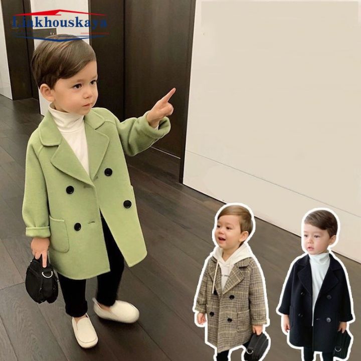 Spring Autumn 2023 Boys Jackets Child Girl Woolen Double-Breasted Baby  Trench Coat Lapel Kids Outerwear Winter Wool Overcoat Lazada PH