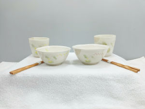 [ Woosilver ]  Bộ 2 Cặp Chén & Cốc Gốm Sứ Secondhand - BGS64