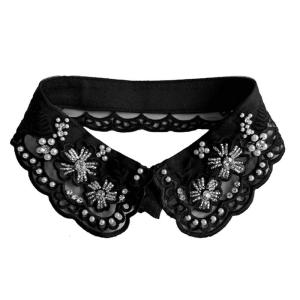 Elegant Removable Collar Artificial Pearls Embroidered Detail Easy To Attach For Women Prom Occasion Outfit