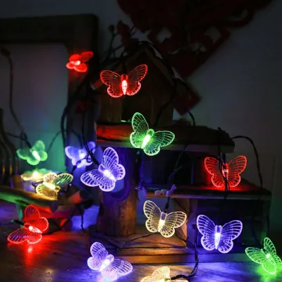 YERZ Waterproof Butterfly LED String Lights Creative Beautiful Fairy Lights Party Decor Artificial Butterflies Garland Light Room Wall
