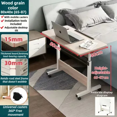 Adjustable Height Tiltable Mobile Laptop Desk With Brake Wheels Portable Bedside Study Work Table Meja Laptop Berroda Laras Ketinggian Condong dengan Roda Brek Meja Belajar Mudah Alih untuk Katil
