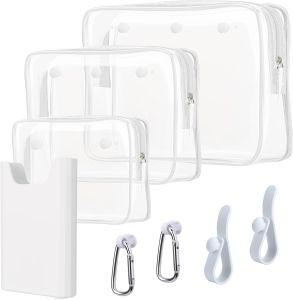 3 bộ túi xách Bogg Beach trong suốt kèm theo 2 bộ móc cài và các phụ kiện khác dùng để sắp xếp đồ dùng cá nhân khi đi du lịch đựng mỹ phẩm đồ dùng vệ sinh cá nhân cọ trang điểm ngăn chia đồ dùng và túi đựng bên trong.