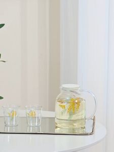 Locaupin Borosilicate Glass Bottle Pitcher Glass with Filter Microwave Safe High Temperature Tea Cups Teapot