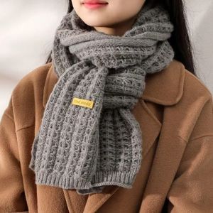 Winter Long Knit Thick Scarves Solid Crochet Neck Warmer Scarf Woolen Knitting Scarf Outdoors Windproof Thermal Long Shawls Vintage