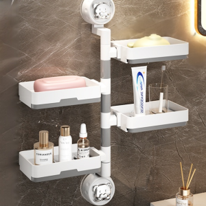 Nohole suction cup wallmounted soap holder rotating draining shelf