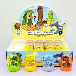 Pengasah Pensel Cartoon Pencil Sharpener Portable Cute Student Italian Stationery Portable Brainrot