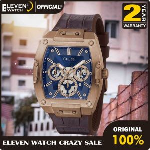 [Promo] Jam Tangan Pria Guess GW0202G2 Phoenix Blue Dial Brown Genuine leather / Silicone Original Garansi 2 Tahun [✔COD][100% Authentic]