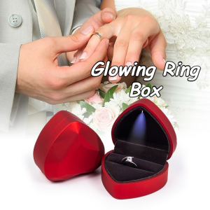 LED Lighted Heart-Shaped Ring Box Velvet Romantic Display Jewelry Box For Proposal & Engagement