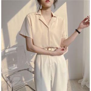 summer Korean style short sleeve plain loose shirt tops for women