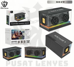 S839 - Speaker LENYES S-839 80W Wireless Speaker Bluetooth 5.2 Transparan RGB Colorfull LED Light Portable TWS Jam Display Digital