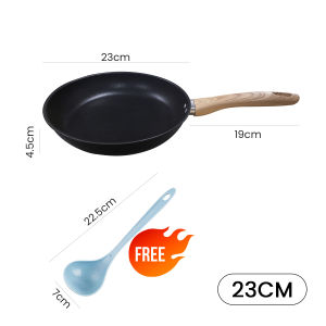 Wood-grain single-handle non-stick pan practical design easy to clean for daily frying cooking