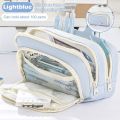 Kawaii Pencil Case 3 Compartments Pen Holder Pouch Large Capacity Cute Pen Holder Storage Box Students Stationery Organizer. 