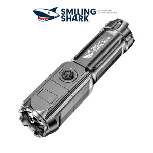 Mỉm cười cá mập đèn pin ban đầu 622a dẫn đèn pin mini ABS Zoomable Đèn pin siêu sáng USB rechageable Đèn pin ký túc xá du lịch đi bộ ngoài trời cắm trại tại nhà sinh viên khẩn cấp sao lưu tồn tại