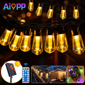 (With/No Remote)Solar Outdoor String Lights 26FT S14 Waterproof Patio Lights with Shatterproof Bulbs Heavy Duty Hanging Lights for Backyard Garden Porch Wedding Party