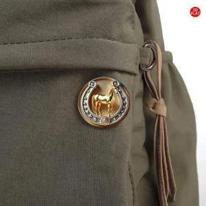 [fenggongshuode] Golden Horse Brooch Zinc Alloy For Women Men 2D Flat Animal Party Office Zodiac Animal Lapel Pins Gifts