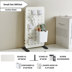 Ready Stock Heavy-Duty Tabletop Standing Pegboard Set Organizer Storage Rack Rak Atas Meja Metal Ikea Style Belajar Holder Hiasan Tray Desktop Simpanan Kemas DIY Aksesori Gaming Streamer Hook Hostel Office Study Room Bedroom Asrama Aesthetic Minimalist