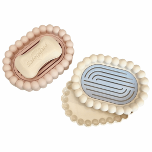PLLEWY with Drain Hole Soap Box Double-layer Portable Soap Dish Cute Non-slip Soap Storage Tray for Home Bathroom