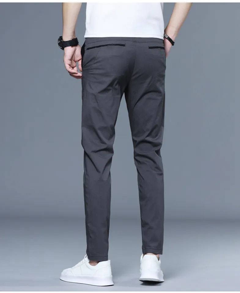 Cozy Up Men Slacks Trousers Trim Casual Pants for Men Thin