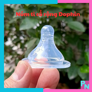 Núm vú cổ rộng Dophin cho bé núm ti siêu mềm chống sặc chống đầy hơi có đủ size M L Y không BPA