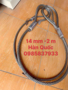 Dây cáp thép 1 sợi 14 mm 2 m Hàn Quốc 2 đầu mắt dùng móc buộc cẩu kéo an toàn hiệu quả tại Máy NTT
