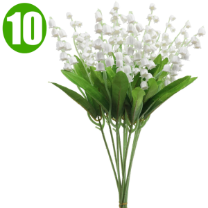 20Pcs Artificial White Bellflower Fake White Bell Orchids Flowers Bridal Wedding Bouquet for Home Garden Party Wedding Decor