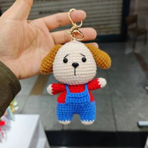 FLORI Handwoven Knitted Animal Keychain Backpack Charm Bag Decor Animal Pendant Cute Car Key Holder Crochet Doll Key Ring Friend Gifts